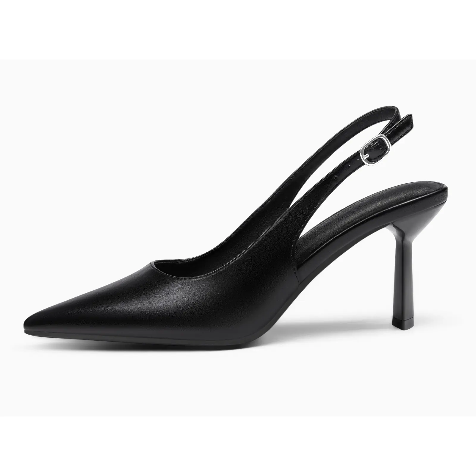 Coutgo Women's Chic Casual Suede Pumps, Pointed Toe Slingback Kitten Heels with Adjustable Buckle, Breathable Party Dress Footwear, Party Wear, Plain, Suede Rubber, Black/Suede, Bow