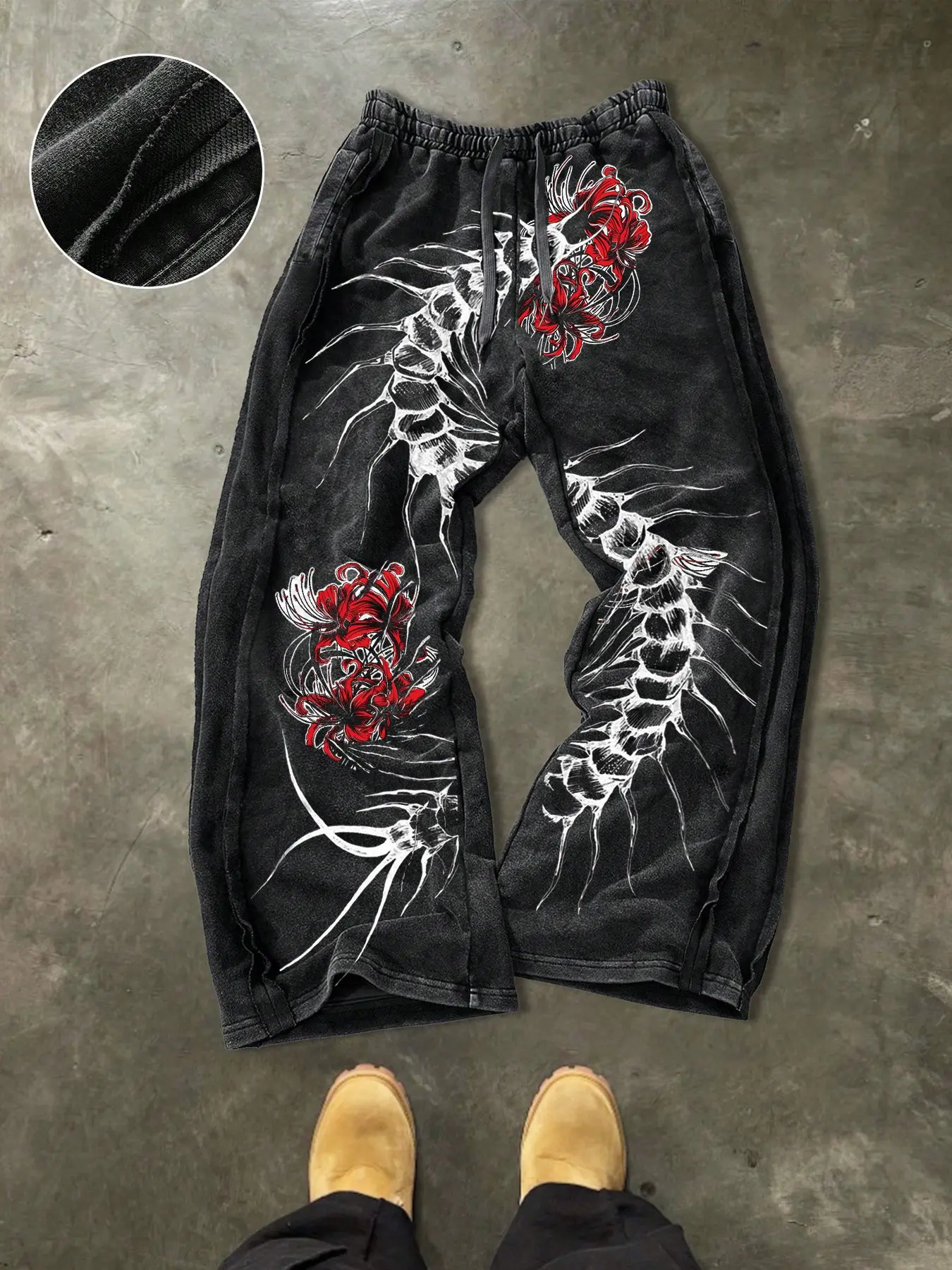 Men's Casual Cotton Sport Pants, Geometric Print, Drawstring Waist, Ankle Length, Street Style, Ideal for Outdoor, Parties, Holidays