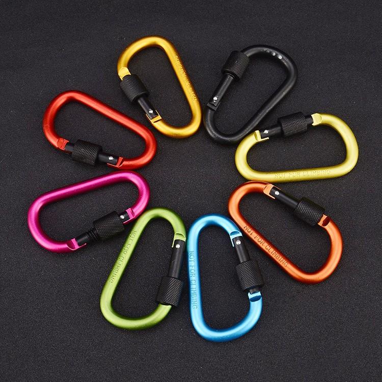 Outdoor mountaineering buckle hook quick hanging D type with lock aluminum alloy extra hard and strong nut keychain backpack water bottle buckle