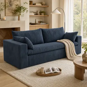[2/3 Packages]Eyisean 78.8"W Corduroy 2 Seater Cloud Loveseat Couch, Lounge Sofa in a Box, Comfy Boneless Couch with Throw Pillow, Removable Cushion, Modular Sectional Sofa for Living Room/Bedroom