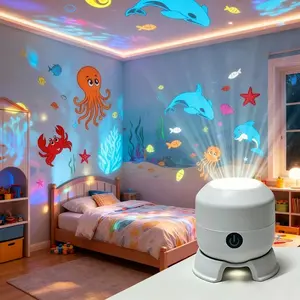 Starry Ocean Projector Lamp, 360 Degree Rotating Dynamic Night Light, USB Powered Ambient Light, Bedroom, Game Room, Living Room Decorative Light