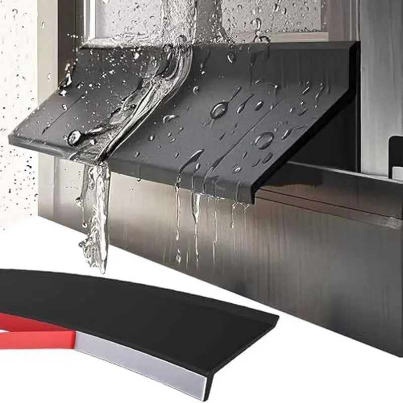 98.42-in Heavy Duty Metal Universal Self-Adhesive Curtain Strip, Waterproofing Window Rainproof Cover, Easy Install Windproof Soundproof Home Partition for Sliding Doors Balconies, Prevents Rainwater Backflow
