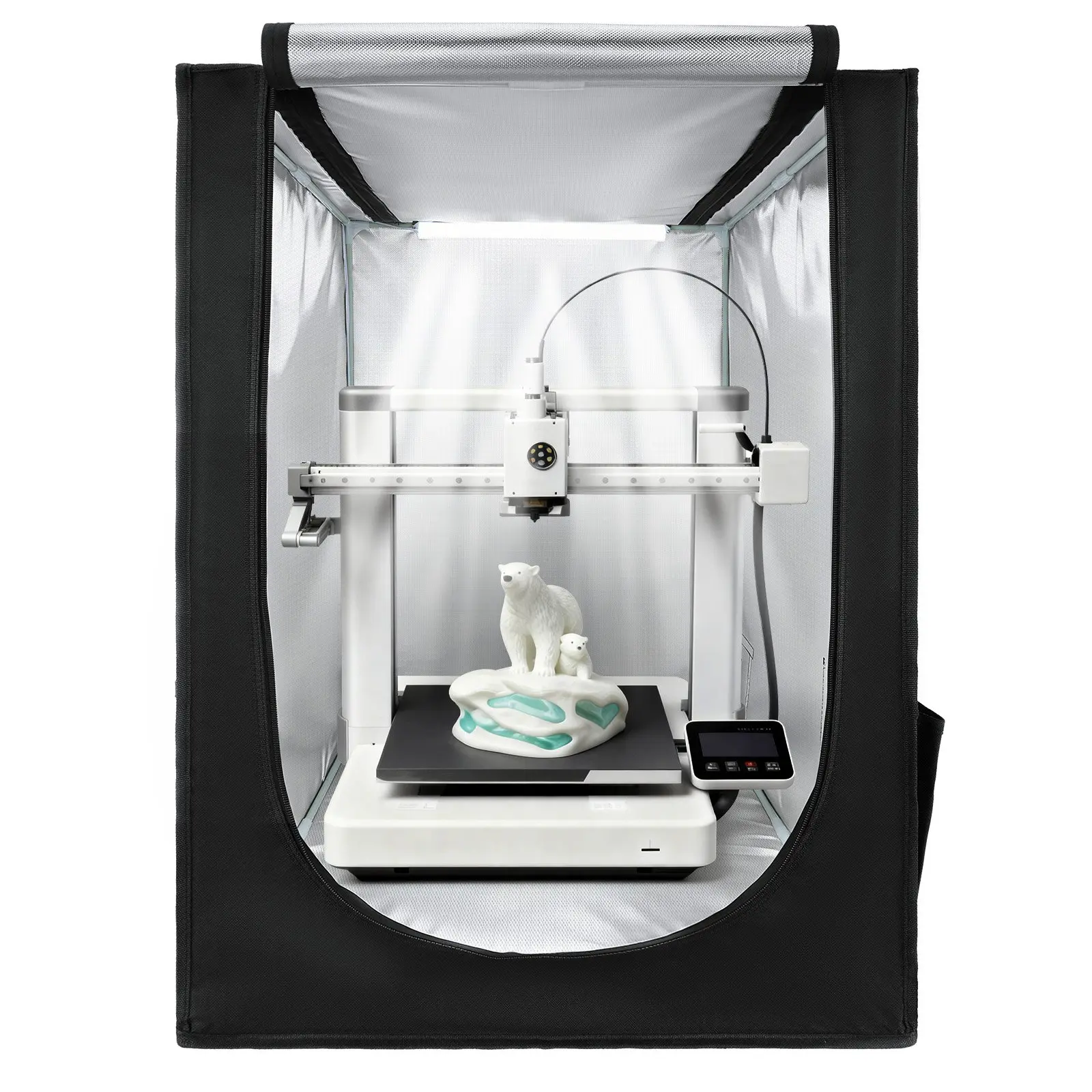 【DealsForYouDays】VEVOR 3D Printer Enclosure S0001, 1.6 kg/3.53 lbs Aluminum-Frame 600D Oxford Cloth Case with Temperature Control, LED Lights, Transparent Window, Dustproof-Waterproof, 21.6x25.6x29.5 in, Fits Creality/ELEGOO/Anycubic 3D Printers, 21.6" Si