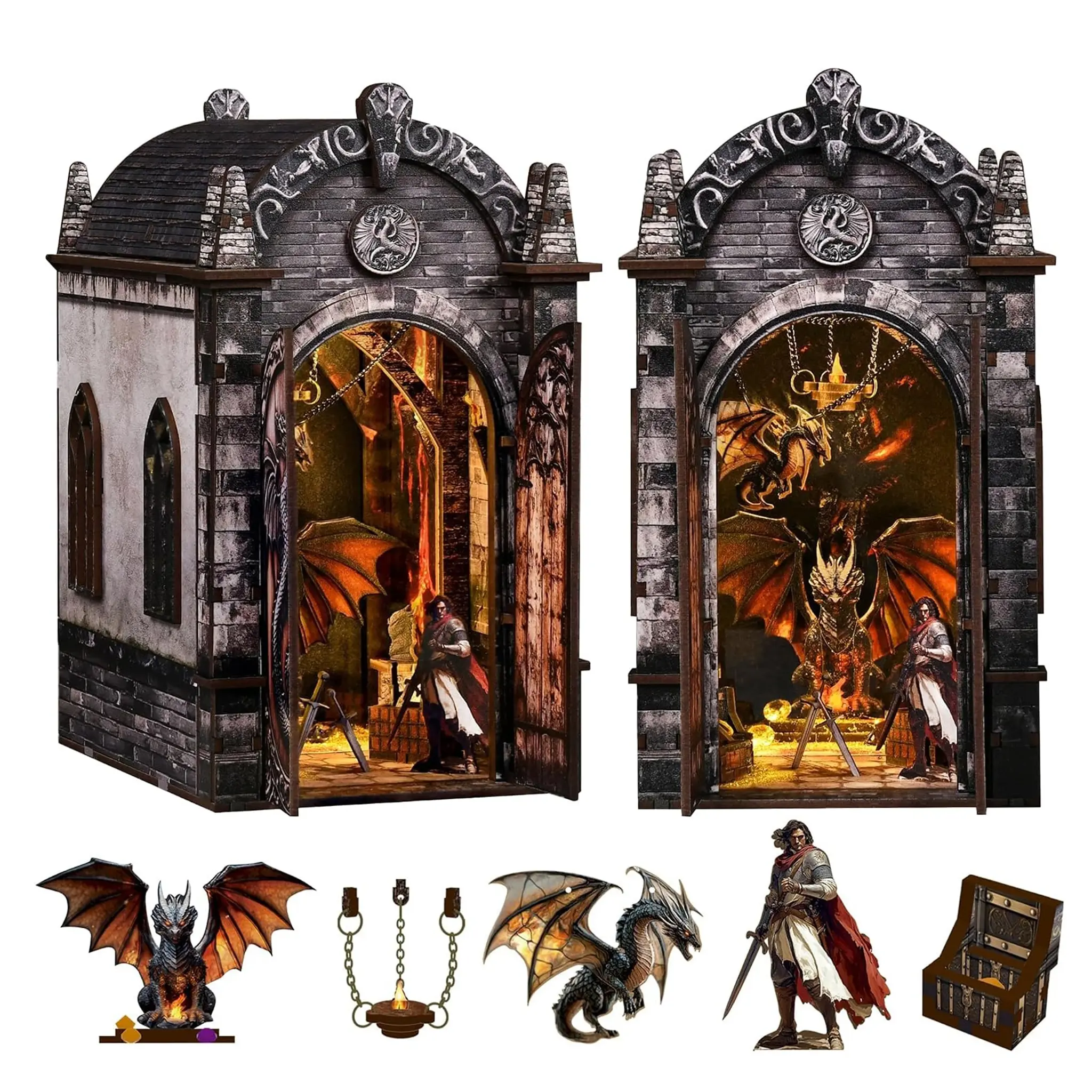 Spilay Book Nook Kit for Adults, Magic DIY Miniature House Kit | With Warm LED Light, DIY Wooden Craft for Bookshelf Decor, Reading Nook Display, Book Lover Gifts & Home Decoration