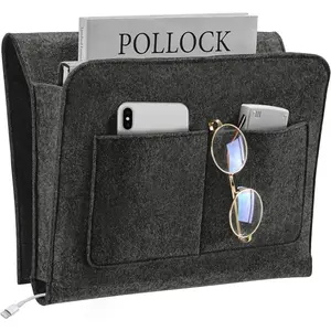 Bedside Caddy, Bedside Organizer for Dorm Room, Bunk Bed, Grey
