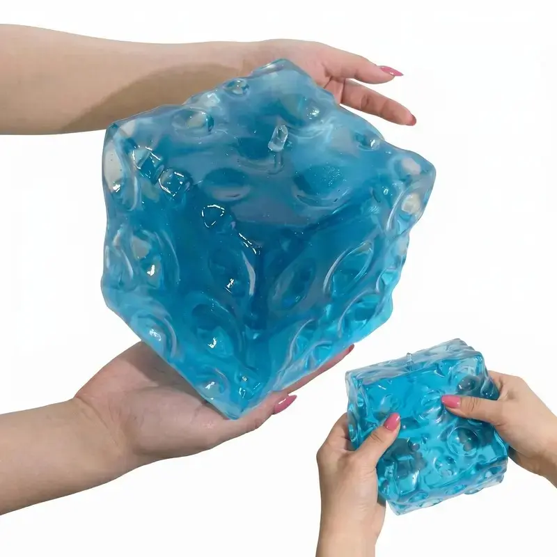 Giant Jelly Cheese Cube Squishy Toy, Jumbo Transparent Moldable Squeeze Fidget Toy, No-Rebound Sensory Stress Relief Desk Toy