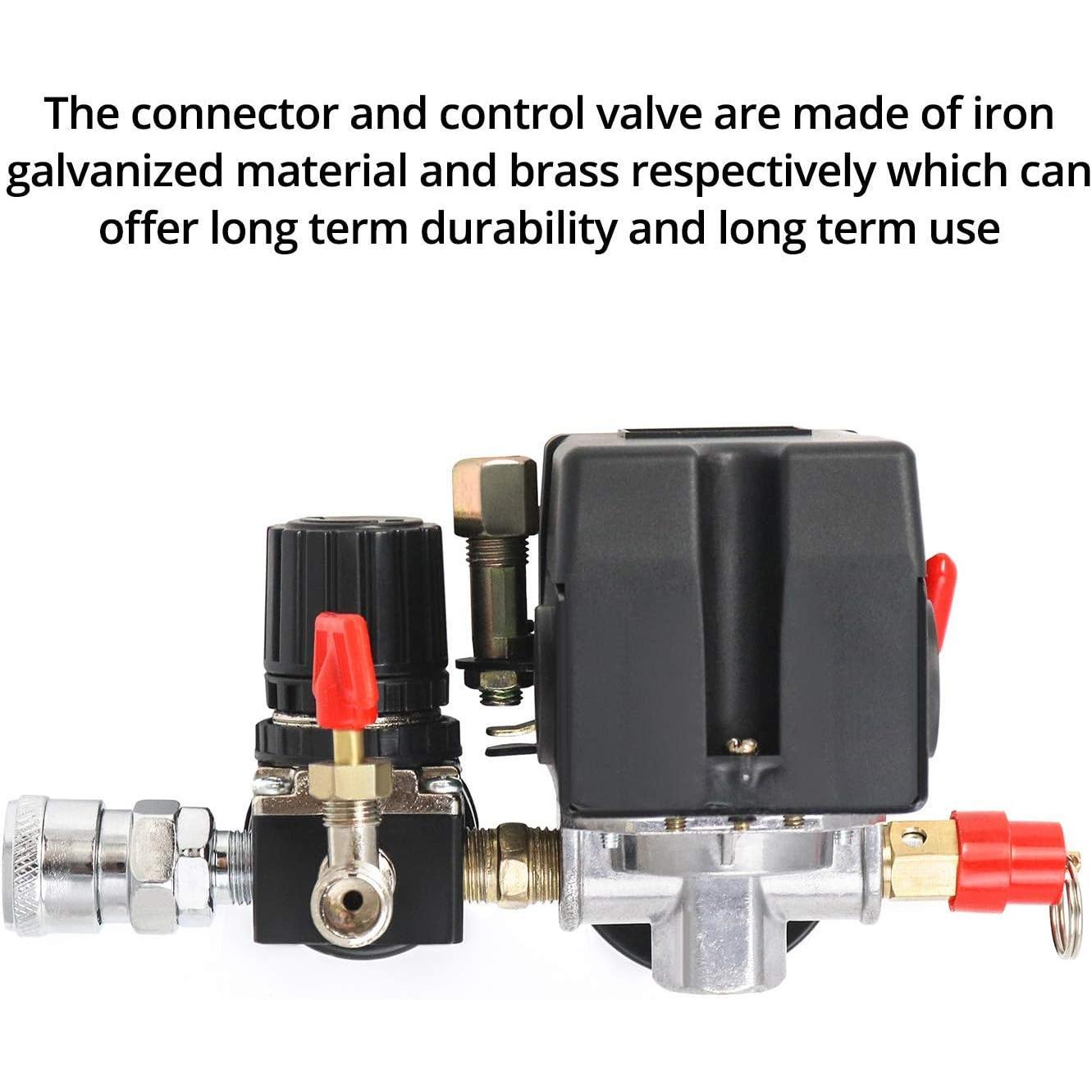 Air Compressor   Control Valve, 90-120PSI  Regulator with  Gauges Fittings Set