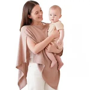 Nursing Cover for Breastfeeding, Soft & Breathable Privacy Poncho, Multi-Use Feeding Shawl, Comfortable & Portable Breastfeeding Cover for Women (Camel)