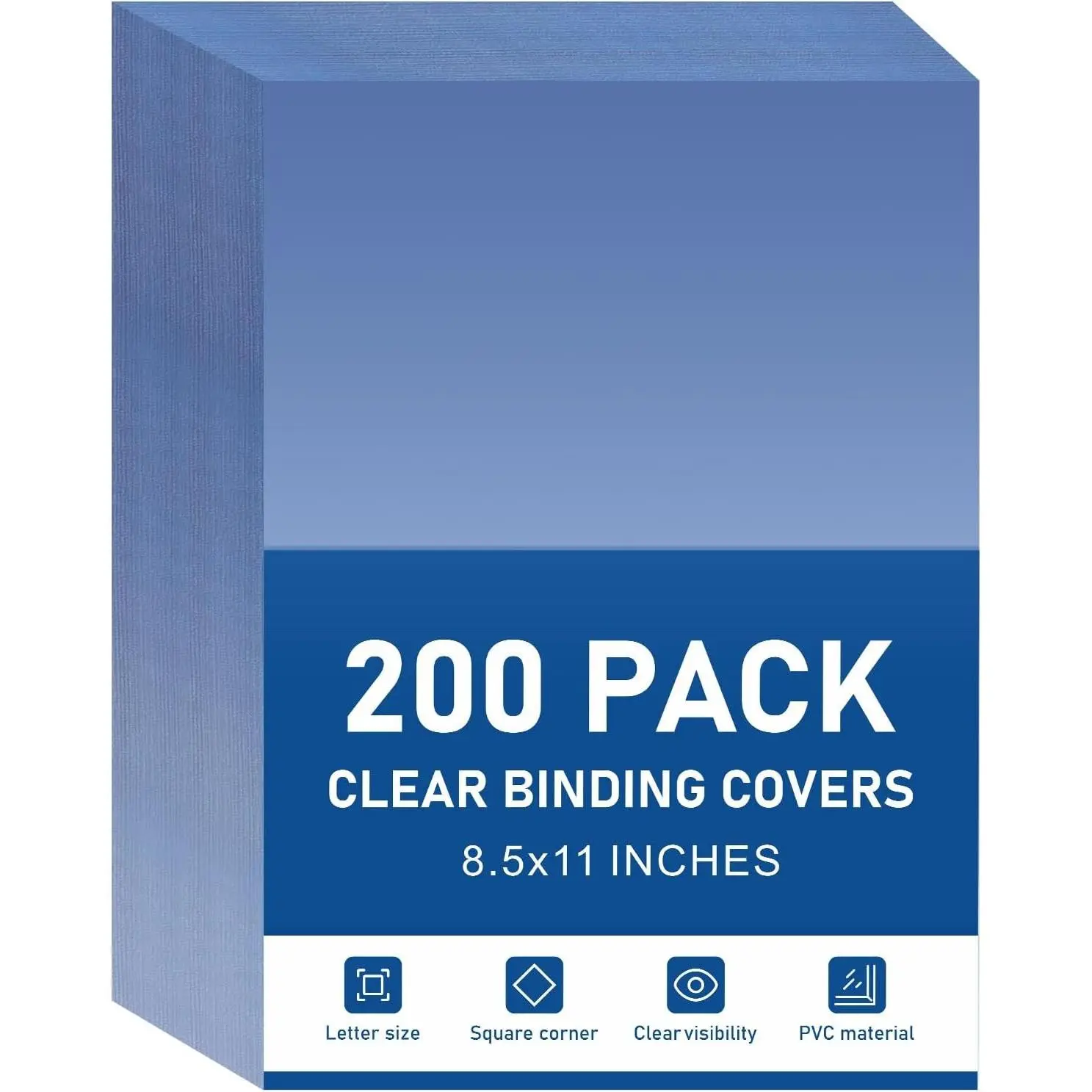 Binding Covers 200 Pack Clear Report Cover 8 mil PVC Cover Sheets for Binding Letter Size 8.5 x 11 Inches Square Corners Un-Punched Office Supplies