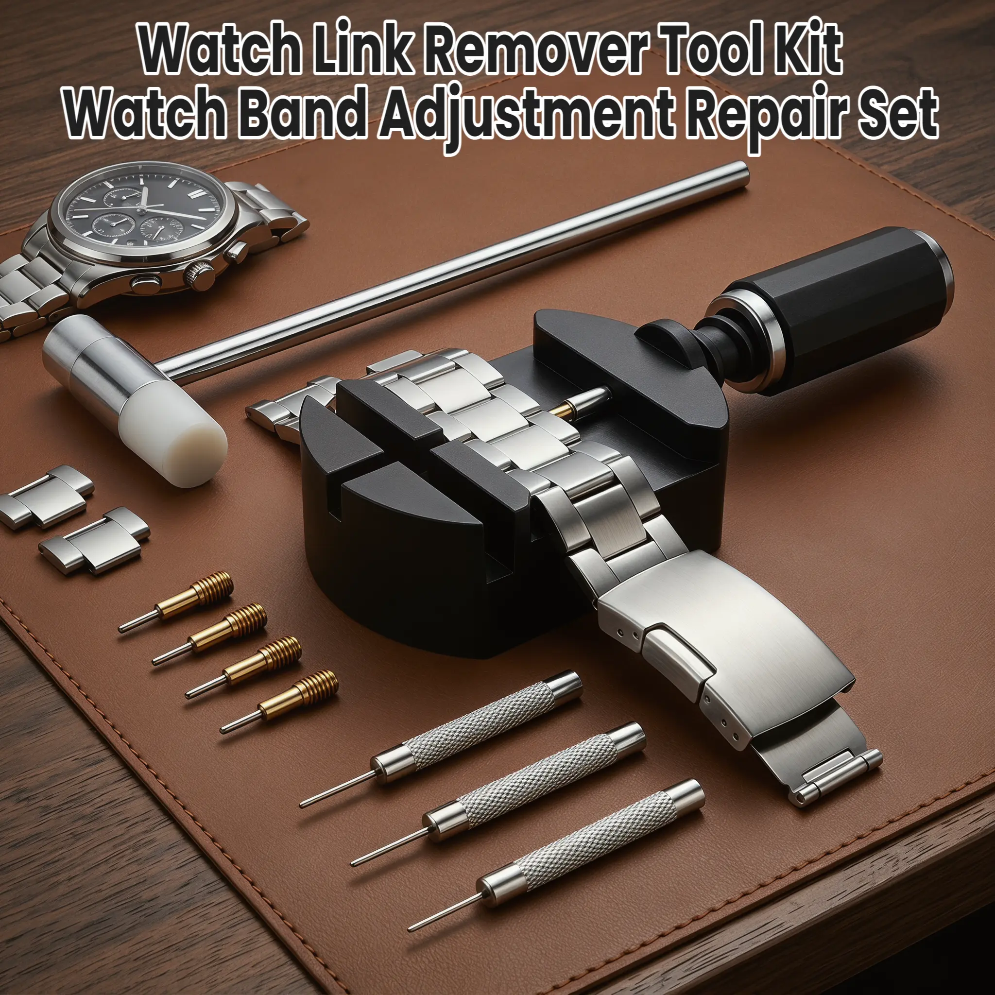 Professional Watch Repair Tool Kit  Watch Link Removal Kit, Resizing Tool for Bracelet Adjustment & Replacement, Pin Remover for Sizing Strap, Watch Adjuster, Hammer for Watch Repair, Adjust Band, Punches-YY0