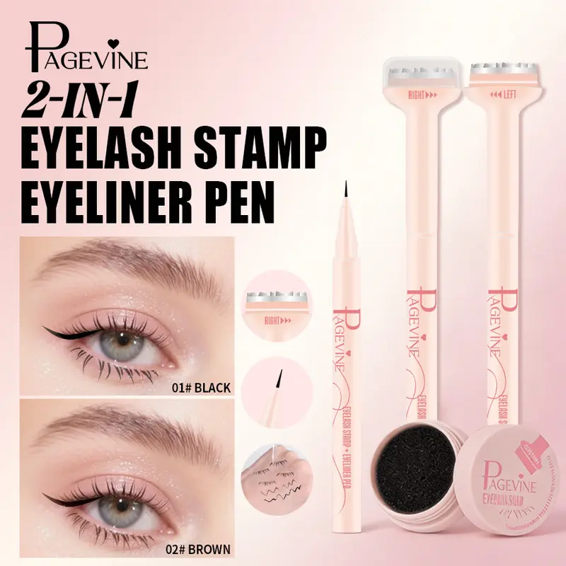 Lazy Quick Lower Eyelash Stamp Eyeliner PAGEVINE Separate Left Right Stamp Mold, Long Last Waterproof Makeup, Ultra Thin Tip Draw Wing Liner, Easy Eye Makeup Kit For Newbies
