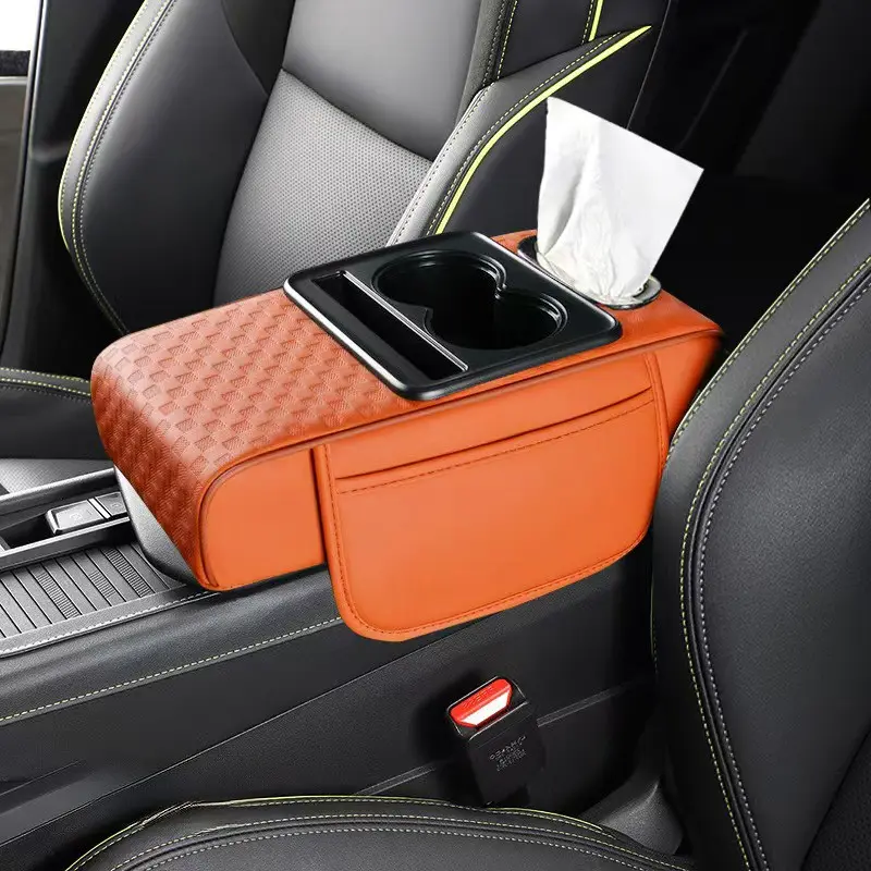 Universal Car Armrest Storage Bag, Multi-Functional Center Armrest Cushion with Paper Towel Holder, 5-in-1 Car Console Organizer, Car Armrest Box for Vehicles, Multifunctional Car Organizer, Car Organizers and Storage, Car Organization Accessories