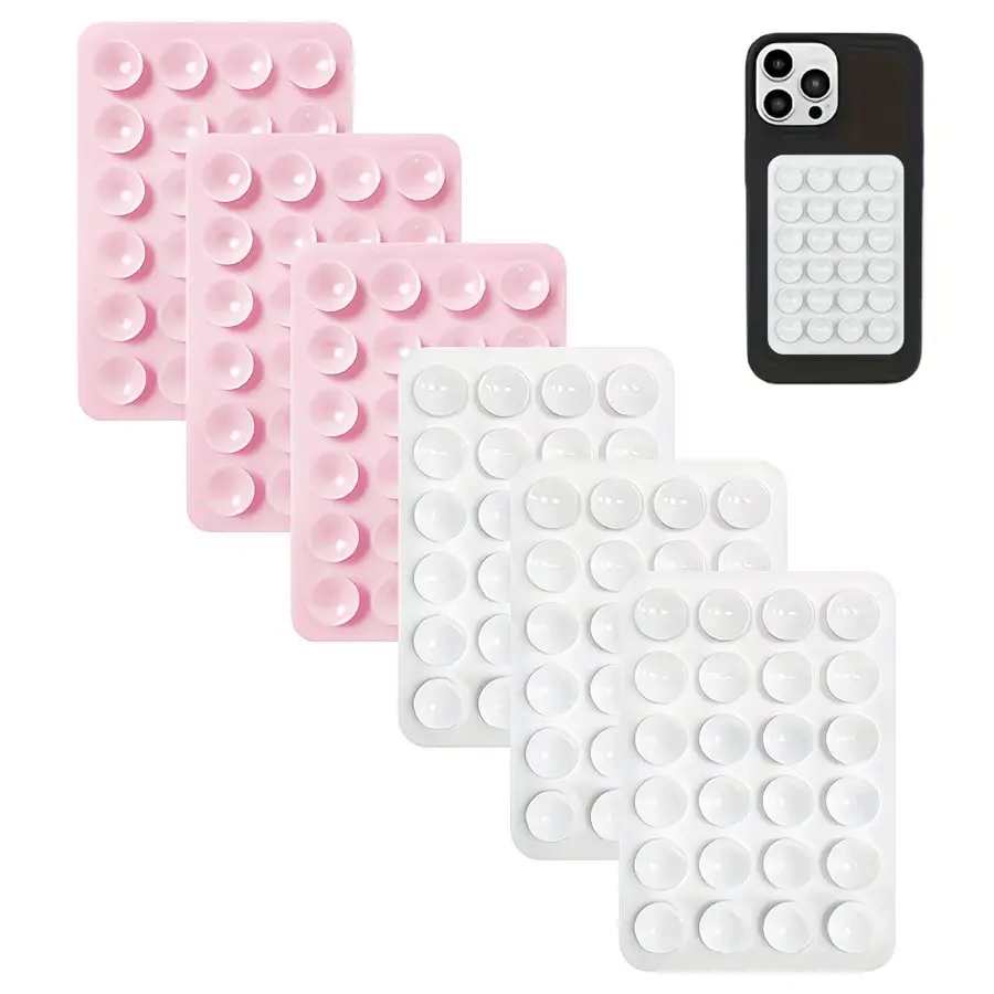 6-Pack Silicone Suction Cup Phone Mount, Mobile Mount, Smartphone Holders, Compatible with Smartphones, Non-Slip Adhesive Grip, Ideal for Video Calls, Gaming, Car Dashboard, and Bedside Use, Portable Phone Holder, an Ideal Small Holiday Present