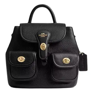 Coach Hadley 23 Backpack for Women – Smooth Leather, Medium Size, Black