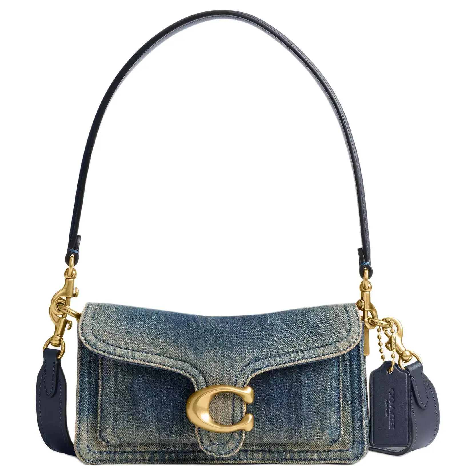 COACH Tabby 20 Crossbody Bag for Women – Denim and Premium Calfskin with Gold-Tone Hardware, Deep Indigo