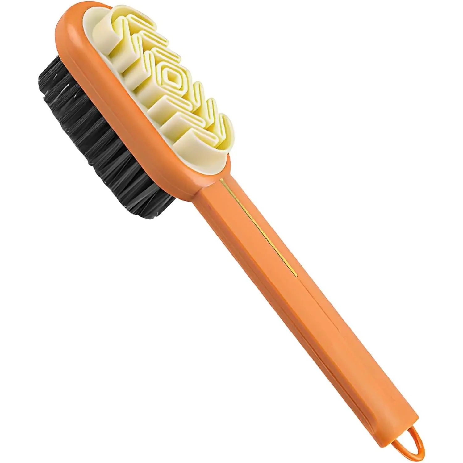 2-in-1 Orange Shoe Brush, Lazy Shoe Brush -Round Cleaning Tool Soft Plastic Bristles Designed with an Extra-Long Handle, 360° Thorough Cleaning for Suede & Nubuck Cleaning