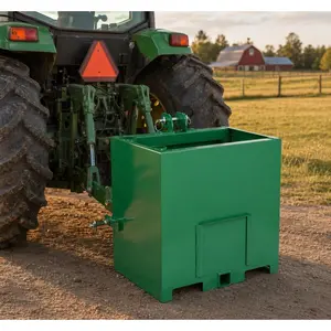 800 LB Tractor Ballast Box with 2" Receiver | 5 Cu.ft Heavy Duty Steel Counterweight Fits Category 1 3-Point Hitch for Loader Work, Green