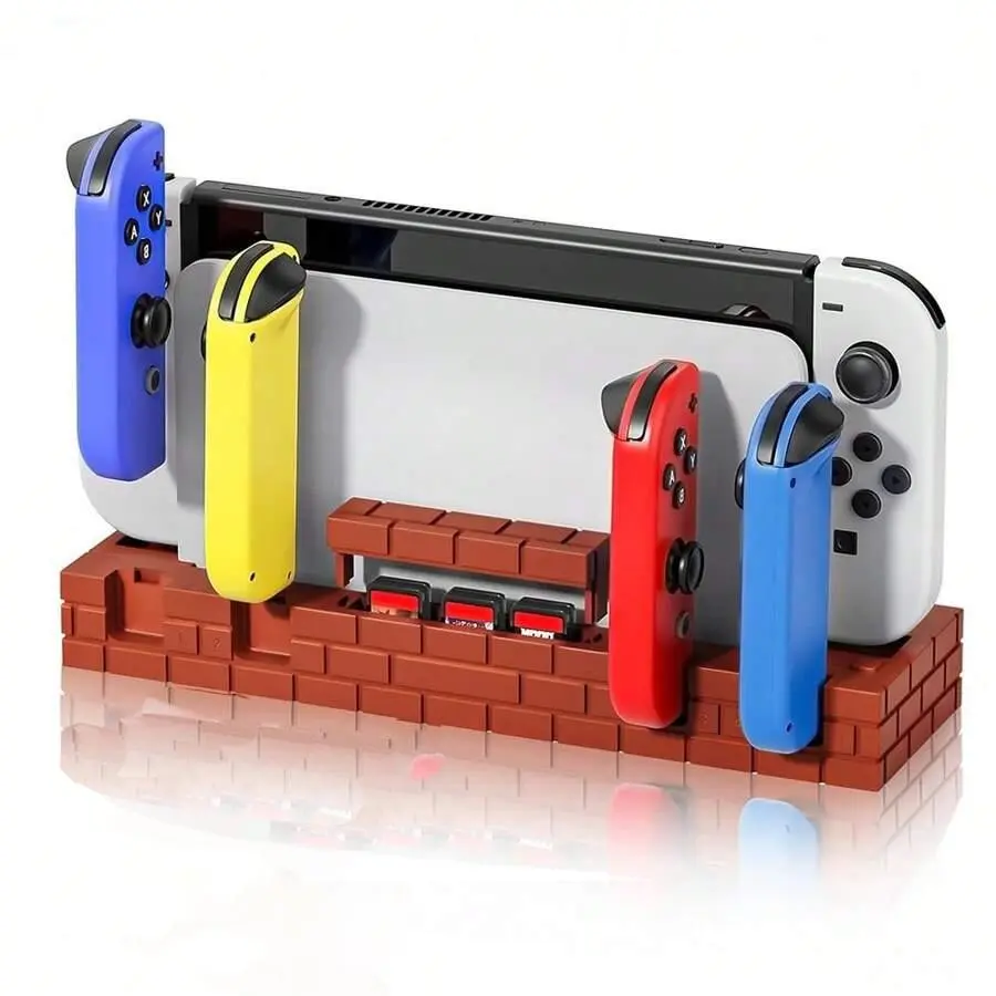Charging Station with 8 Game Cards Storage, 4-Slot Charging Station with 8 Game Cards Storage, Console Accessories for Switch Joy-Con