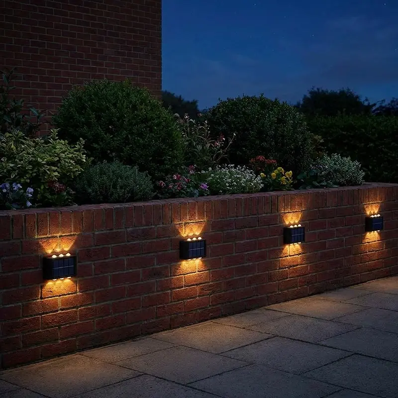 Solar Powered Outdoor Wall Lights, 4-Pack 5-Pack, Up & Down Lighting, Rechargeable, 6 LED, Ideal for Garden, Garage, Porch, Warm/cool Light