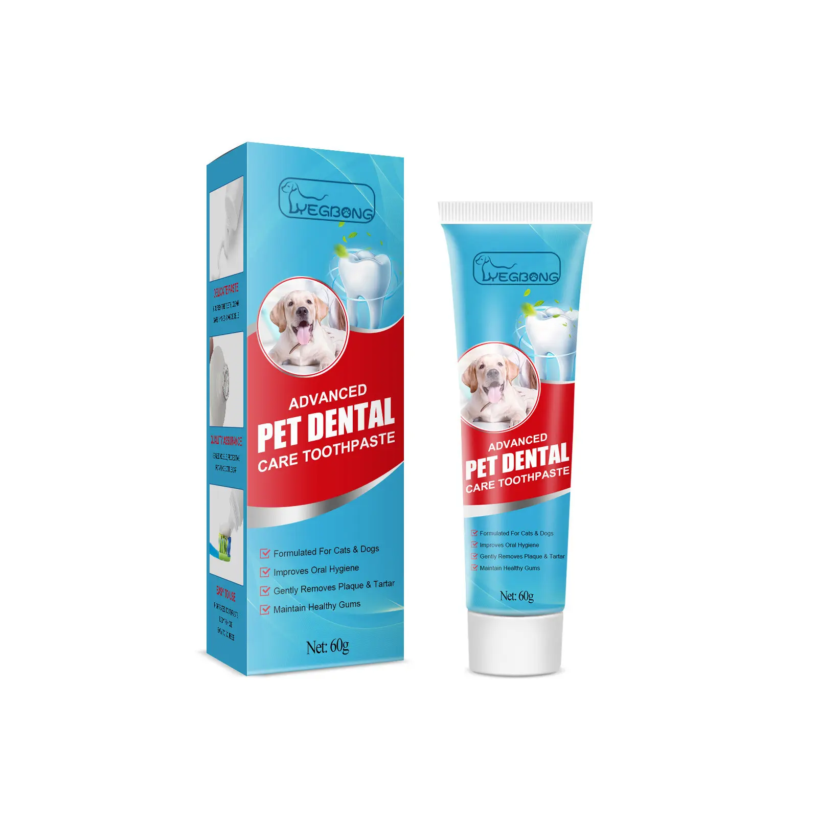 Yegbong Pet Toothpaste, Edible Oral Care for Dogs & Cats, Freshens Breath, Removes Bad Breath & Tartar