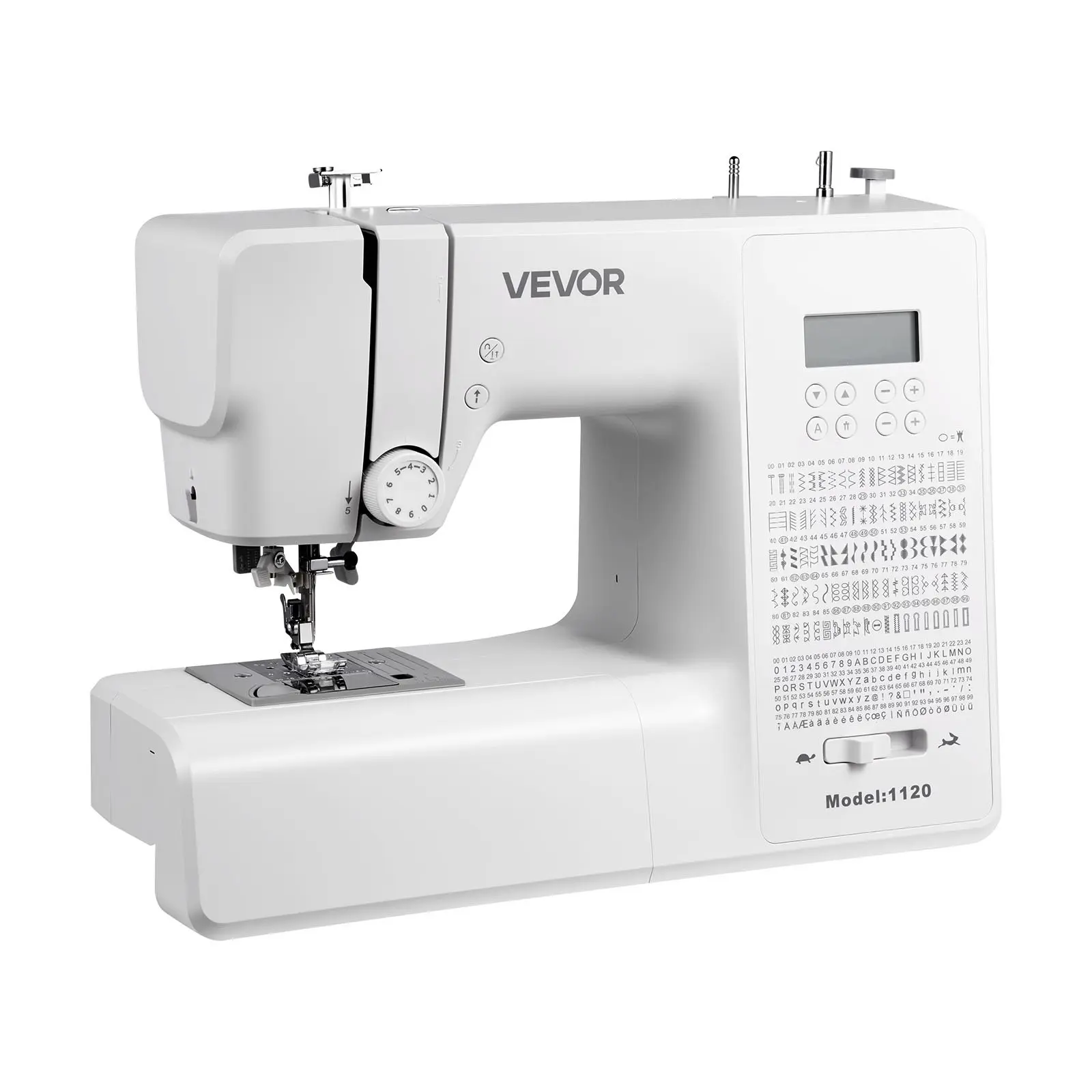 VEVOR Automatic Heavy-Duty Computerized Sewing Machine, 200 Stitch Applications, LCD Screen, Foot Pedal, LED Light, Metal Frame, Powerful Motor, Compact Design, Bobbins, Zigzag Stitch for Crafts, Mending, Digital