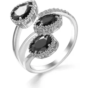 Shiny Diamond Teardrop Open Statement Ring for Women Girls Rhinestone CZ Crystal Leaf Climber Wrap Finger Band Engagement Promise Rings Bands Fashion Jewelry Gifts for Mother's Day