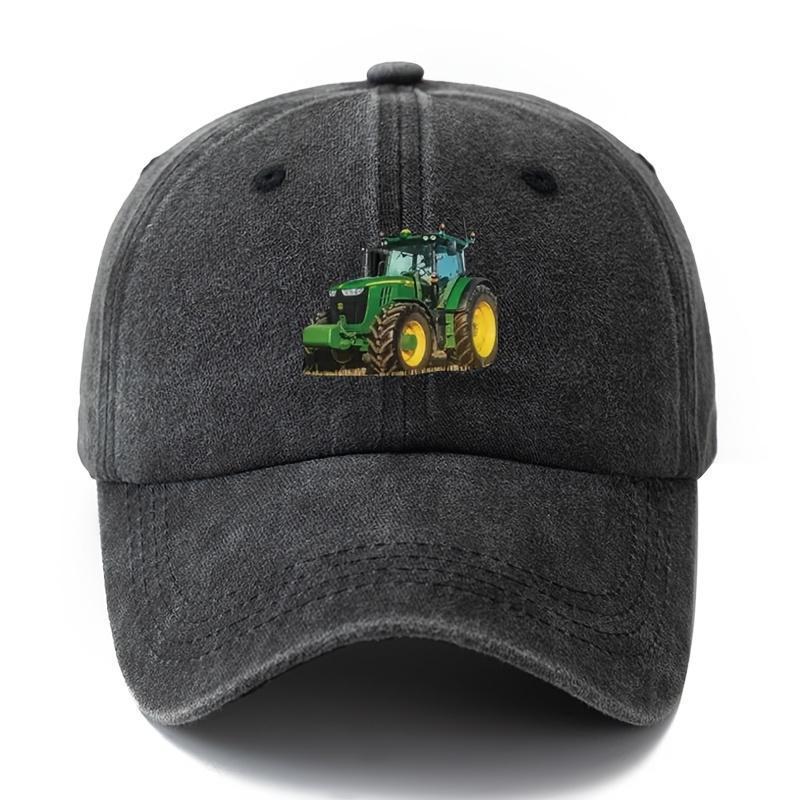 Printed tractor baseball cap men's outdoor camping vacation casual curved brim hat retro duckbill cap dad truck driver hat