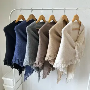 High Quality Winter Triangle Shawl Versatile Tassel Knitted Shawl Wraps Thickned Cold Proof Blanket Scarf for Women