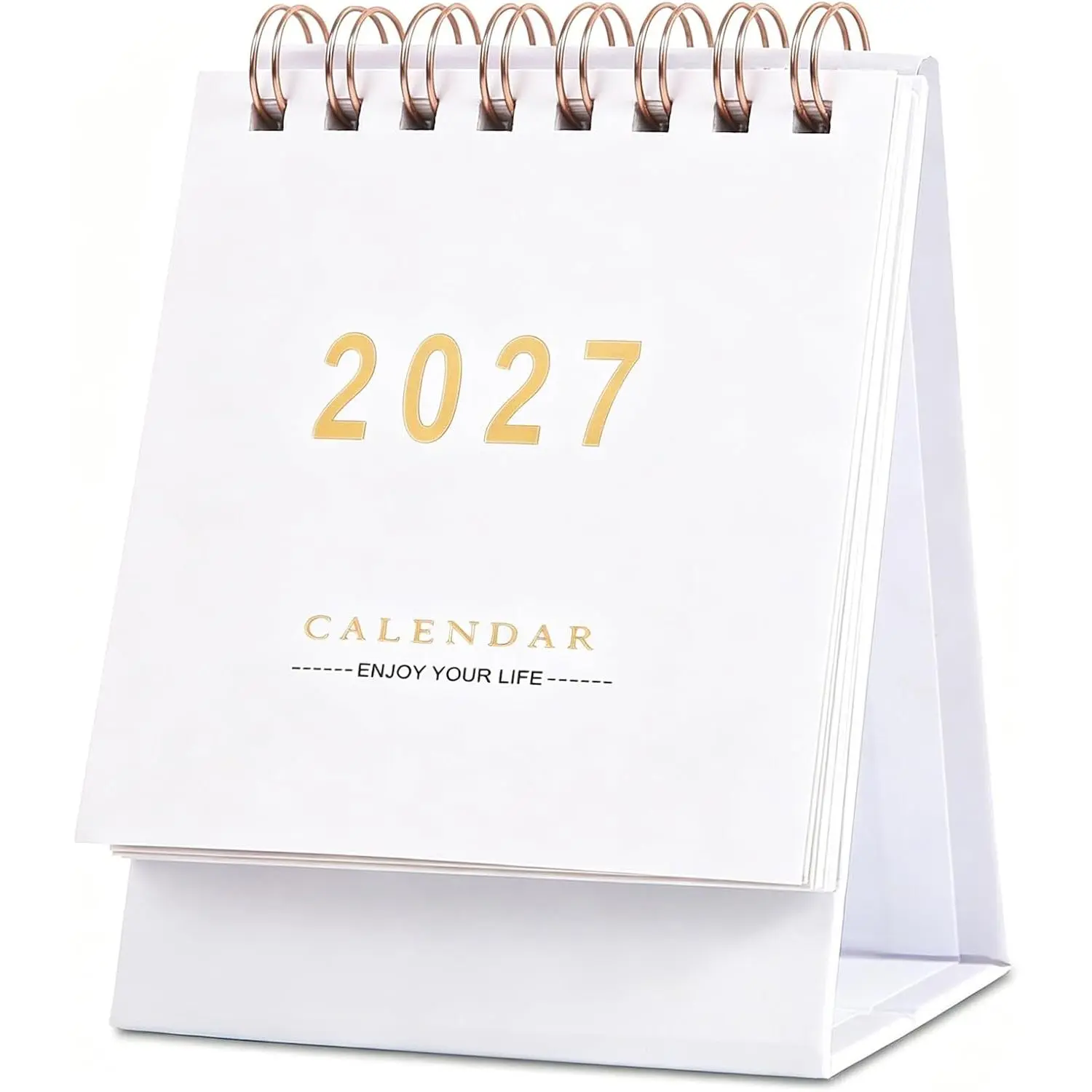 Mini Desk Calendar 2026-2027, Standing Flip Academic Year Small Desk Calendar- Use July 2026 to Dec 2027 Monthly Desktop Calendar- Thick Paper -Wire Binding for  or Office (White)