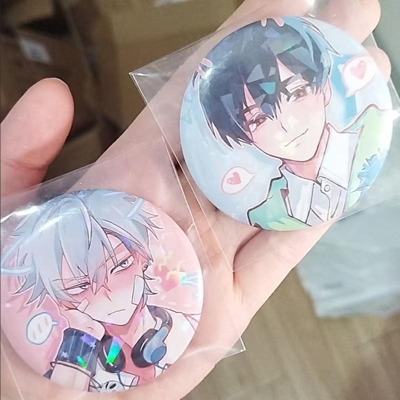 2Pcs Anime Button Brooch Pins Shy Couple Alien Stage Ivan Till Cartoon Badge for Backpack Jewelry Accessories Handmade Gifts