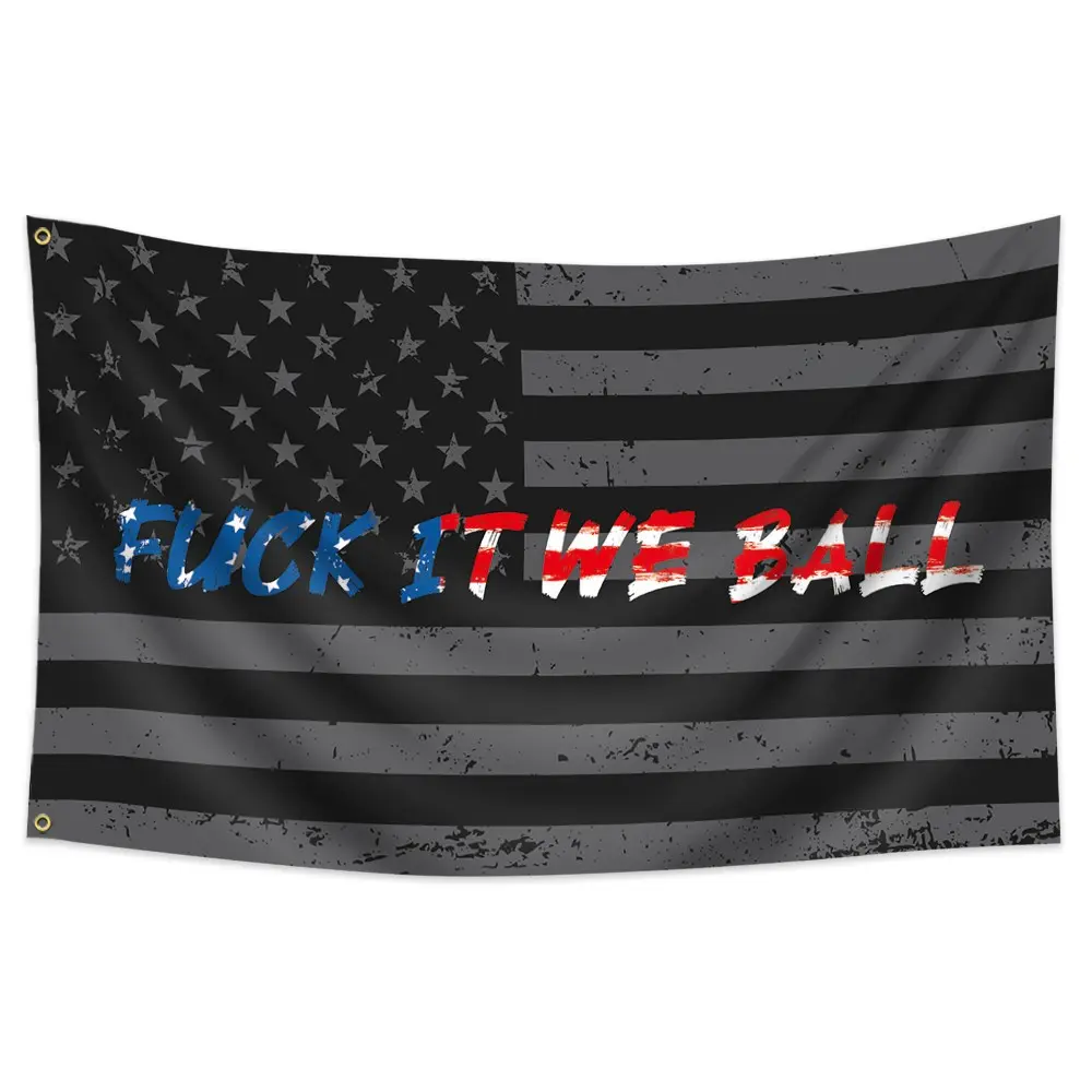 Humorous Patriotic Usa Banner, Fuck It We Ball Flag 3x5 Ft, Sarcastic Slogan, Funny Outdoor Indoor Decor, Ceremony Bedroom Setting
