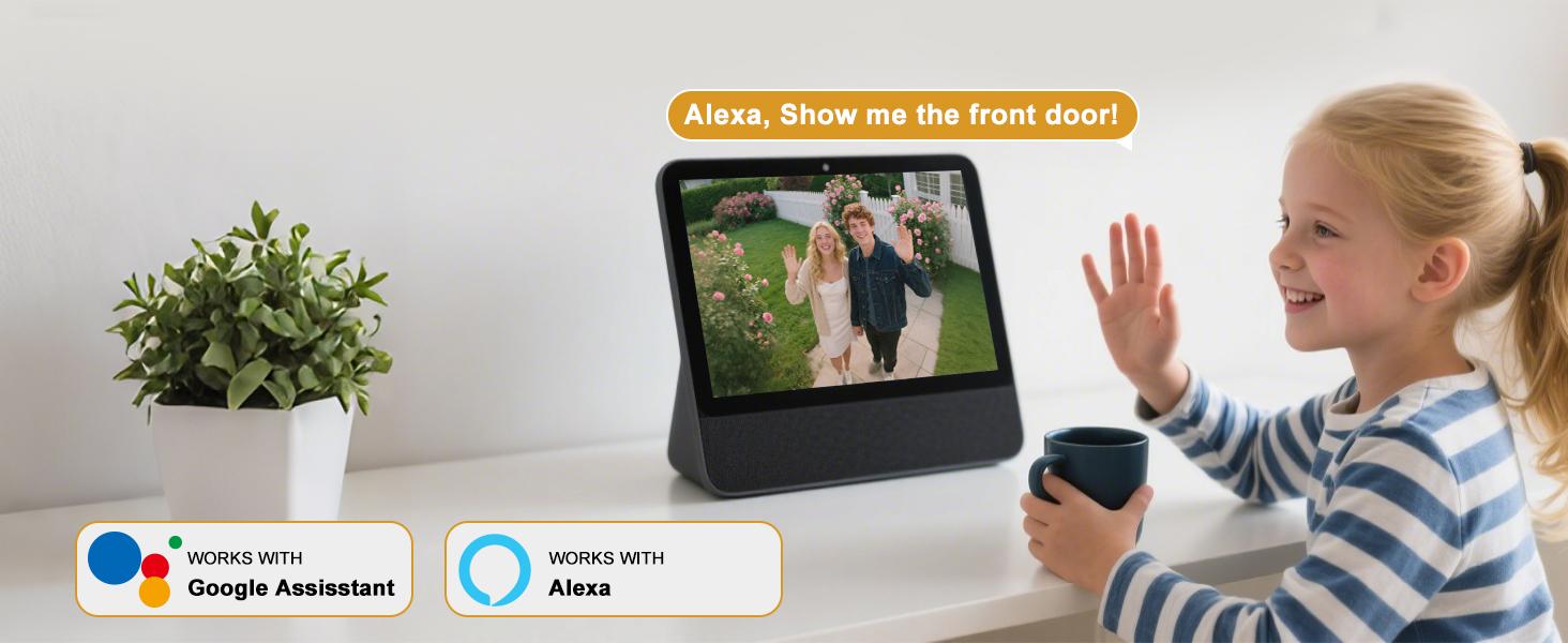 Wireless doorbell camera, 2K full HD full body video, no subscription required, two-way communication, smart home video doorbell with doorbell ringtone, battery powered, motion detection and alarm, compatible with Alexa and Google (2.4G WiFi)