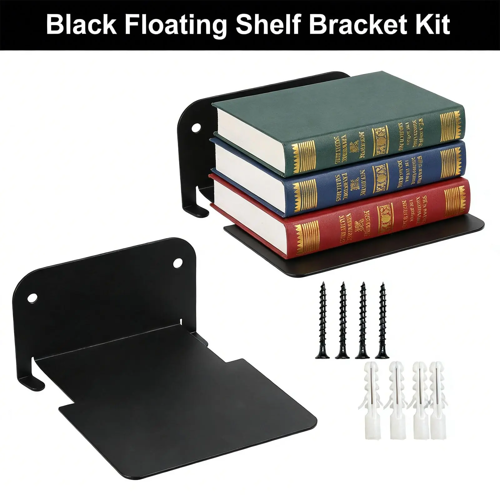 Modern Floating Bookshelf, Wall-Mounted Book Storage Rack, Space-Saving Invisible Shelf, Decor, Ideal for Home Office Library