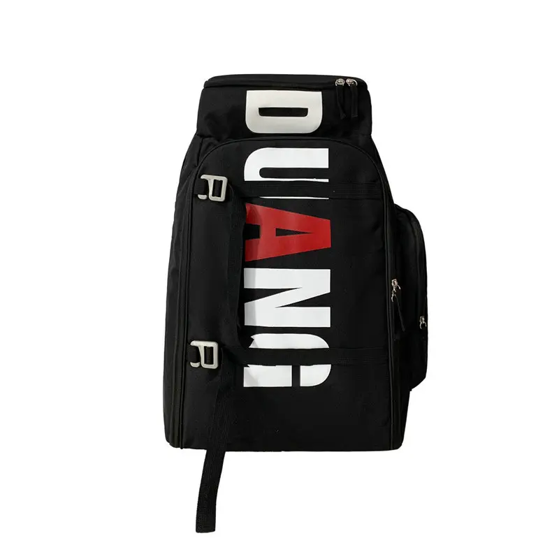 Large Capacity Foldable Travel Duffel Backpack Travel Bag for Men - Black Oxford Fabric Plain Bag with 'DANG' Red Accent Text, Water-Resistant, Laptop Compartment, Trolley Sleeve, Street Chic, Daily Commute, Hand Wash Only