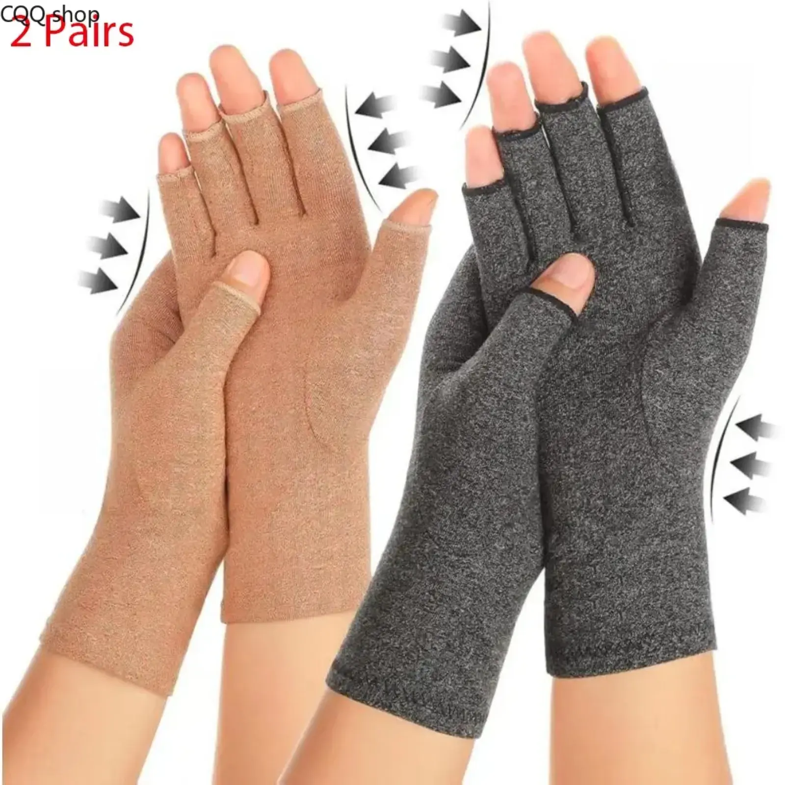2 Pairs Arthritis Compression Gloves for Women Men, Carpal Tunnel Pain Relief, Fingerless for Typing Both Hands ( Small Pack ) Medical Accessories Thumb Sleeve Blood Circulation SpringStatements,summerwins