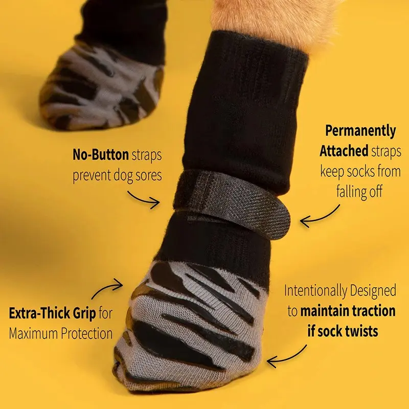 Outdoor Large Dog Shoes Socks, Silent Pet Socks for Dogs & Cats, Non-Slip Pet Socks, Paw Socks, Cotton + PVC Material, Universal Size, 4 Pairs/set