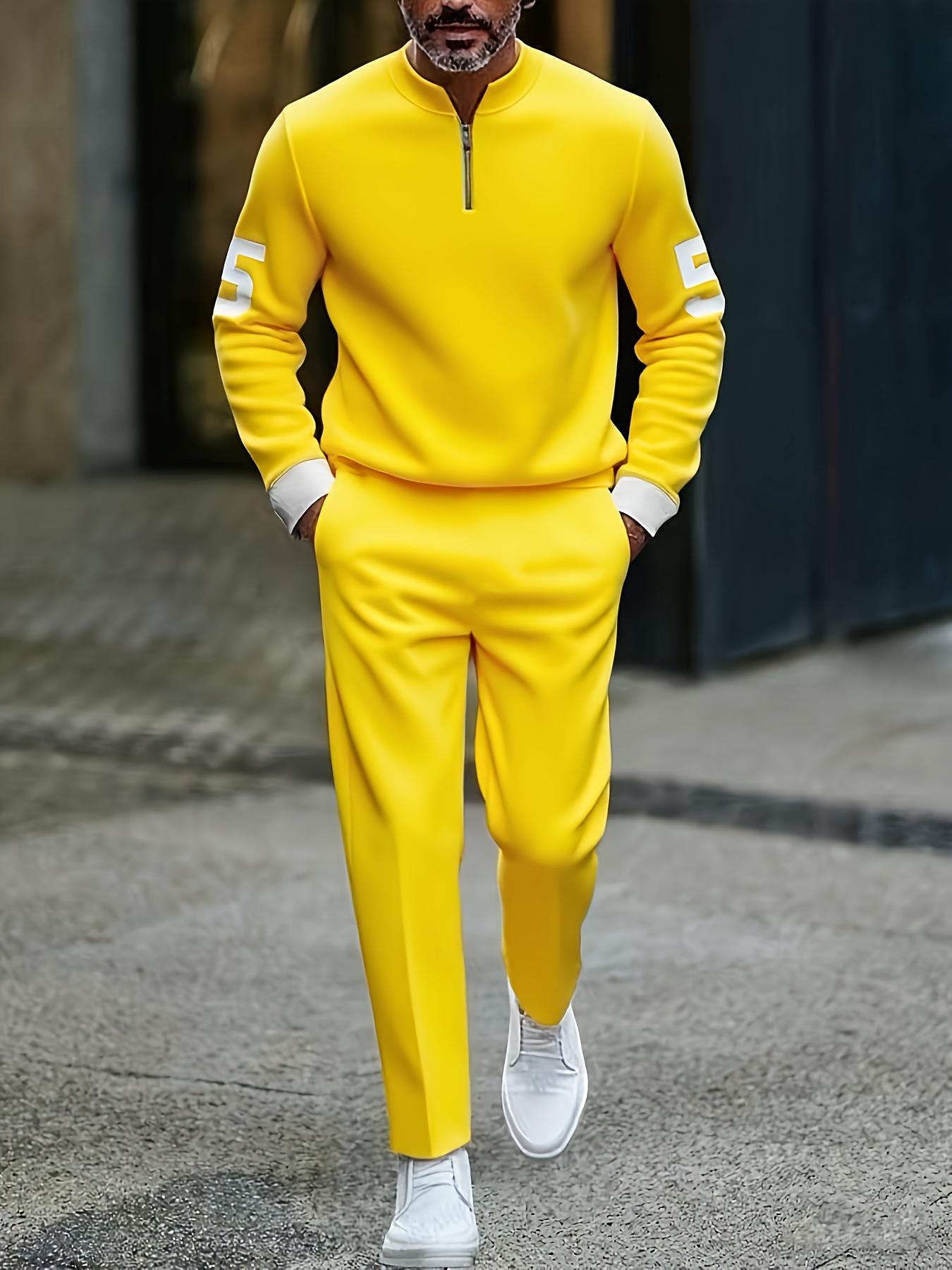 Men's Sportswear Set Half-Zip Mock-Neck Sweater & Casual Pants with Number 5 Print Ideal for Daily Commuting Street Strolling Sports Style Urban Casual Wear