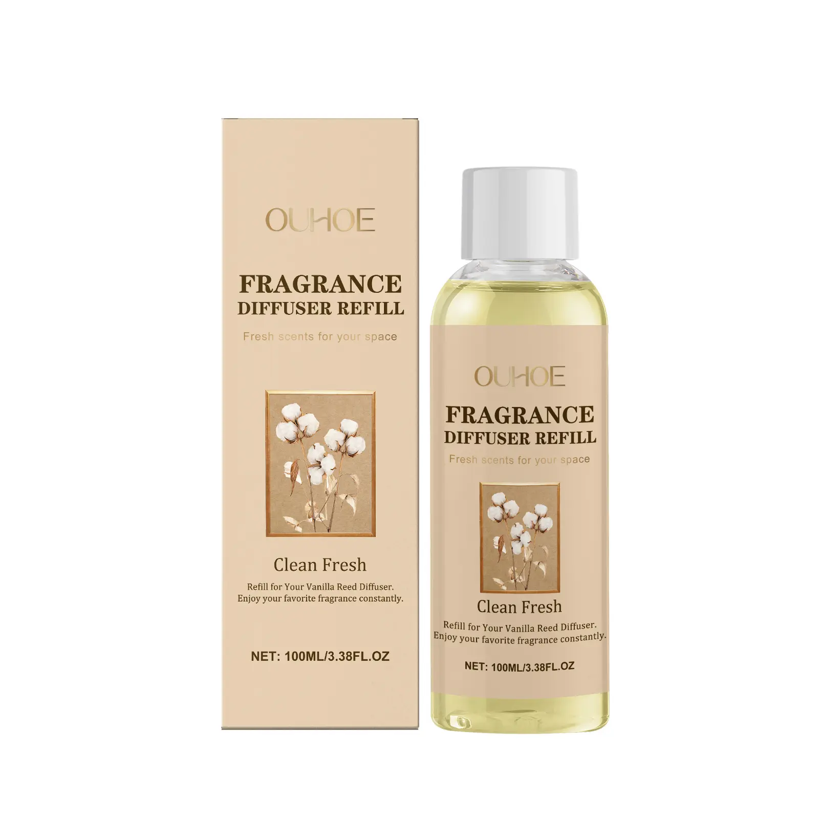 Vanilla Aromatherapy Diffuser Essential Oil Refills Pack - Bottle for Home Fragrance, Soft Warm Aroma, Stress Relief, Adds Romantic Charm