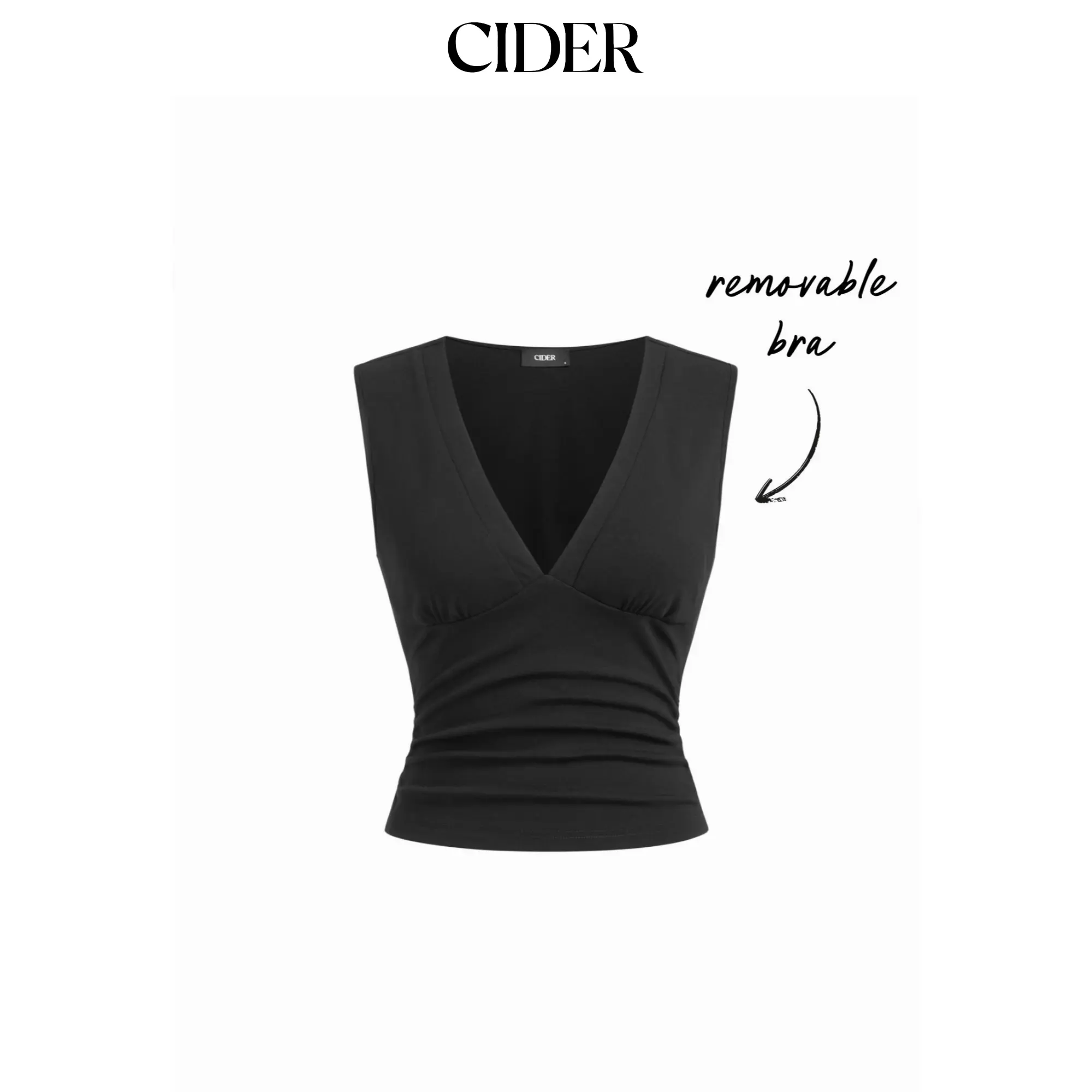 Cider Cotton-Blend V-neck Ruched Top SummerWins SummerFinds