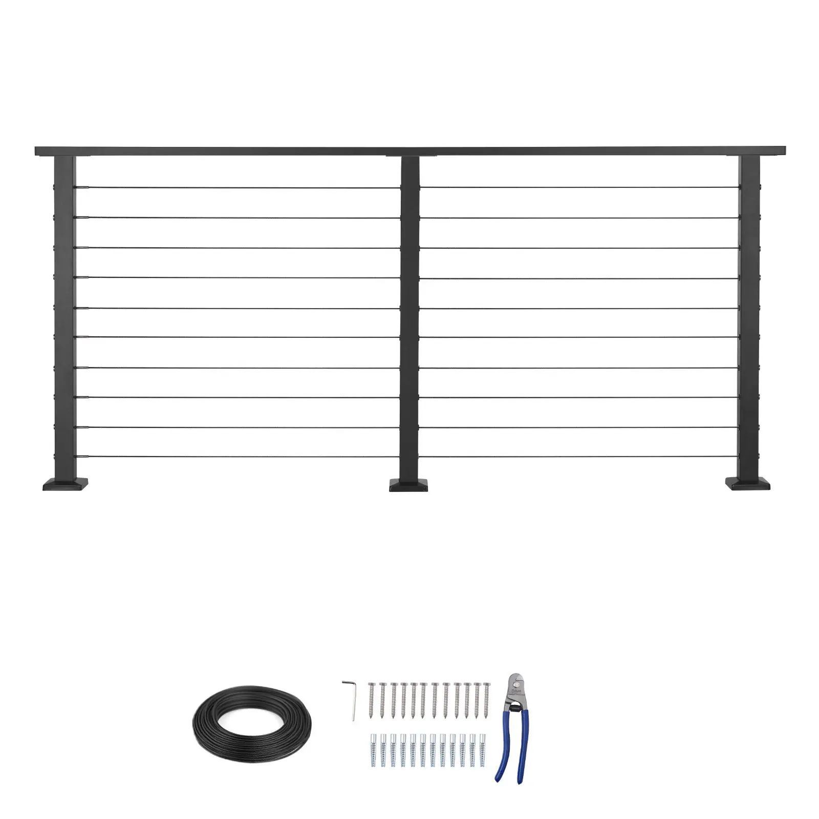 6.5 ft Complete Cable Railing Kit with Post, 304 Stainless Steel Construction, Rust and Corrosion Resistance, Standard Hole Design, Customizable Design