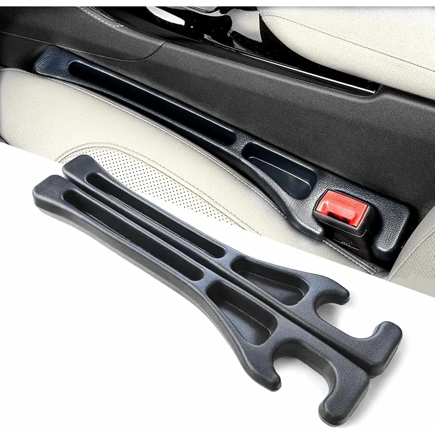 2 Pack Car Seat Gap Filler Stopper/Catcher, No-Drop Guard Insert Blocker | between Seat and Console Black Auto Crevice Strip Pad plug Seat Gap Guard Spacer A02
