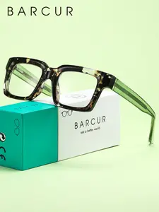 BARCUR Large Frame Anti Blue Light Glasses Square Frame Daily Office Computer Glasses Reduce Blue Light Wearing Accessories