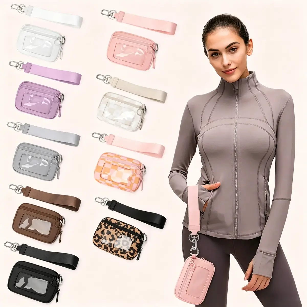 Women's Mini Sport Wristlet Wallet, Waterproof Multi-Function Card Holder with Detachable Strap and ID Window for Travel & Running, Sport Ready