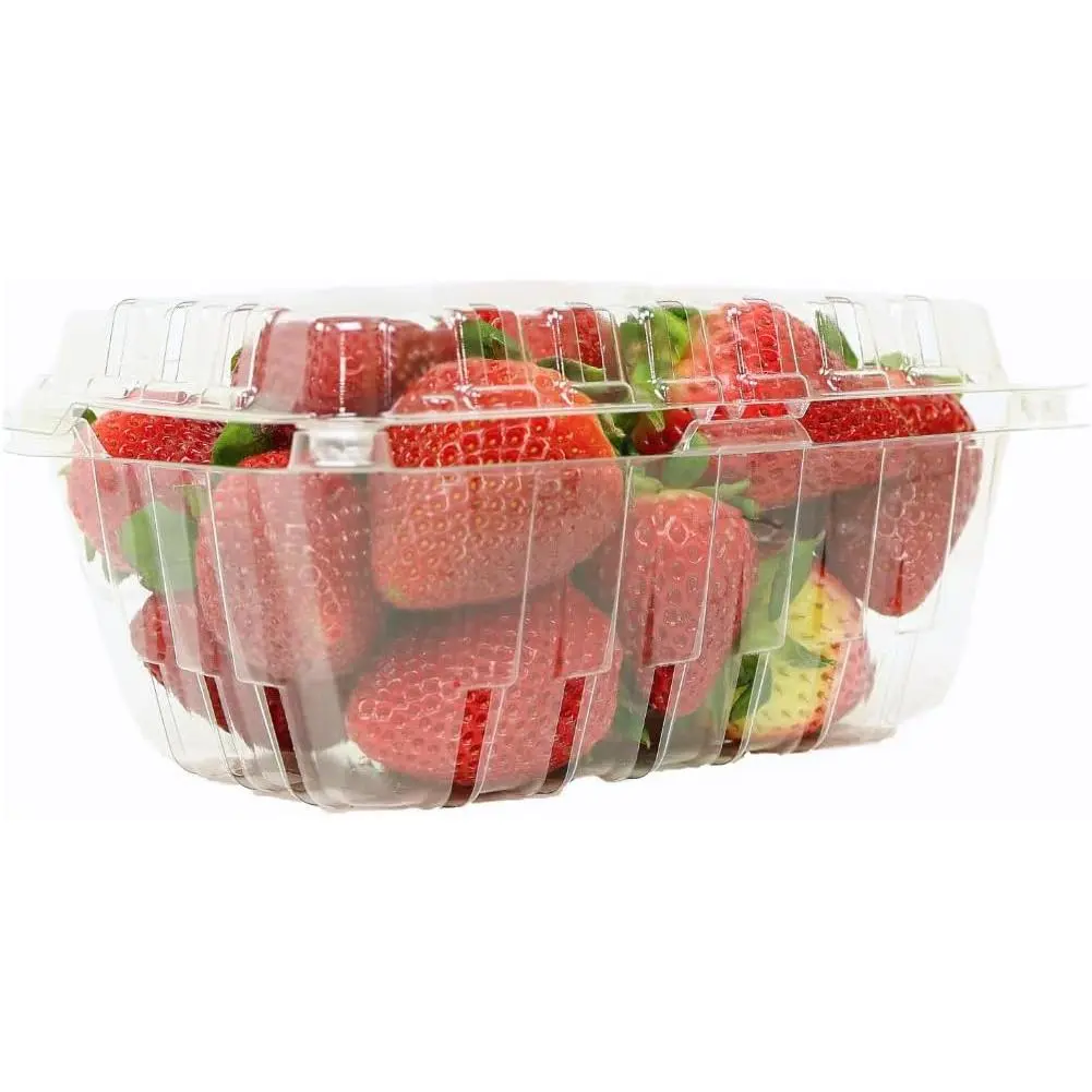55 Count - 1 Pound Size Strawberry/Berry Basket Clam Shell Container for Refrigerator Berry Storage