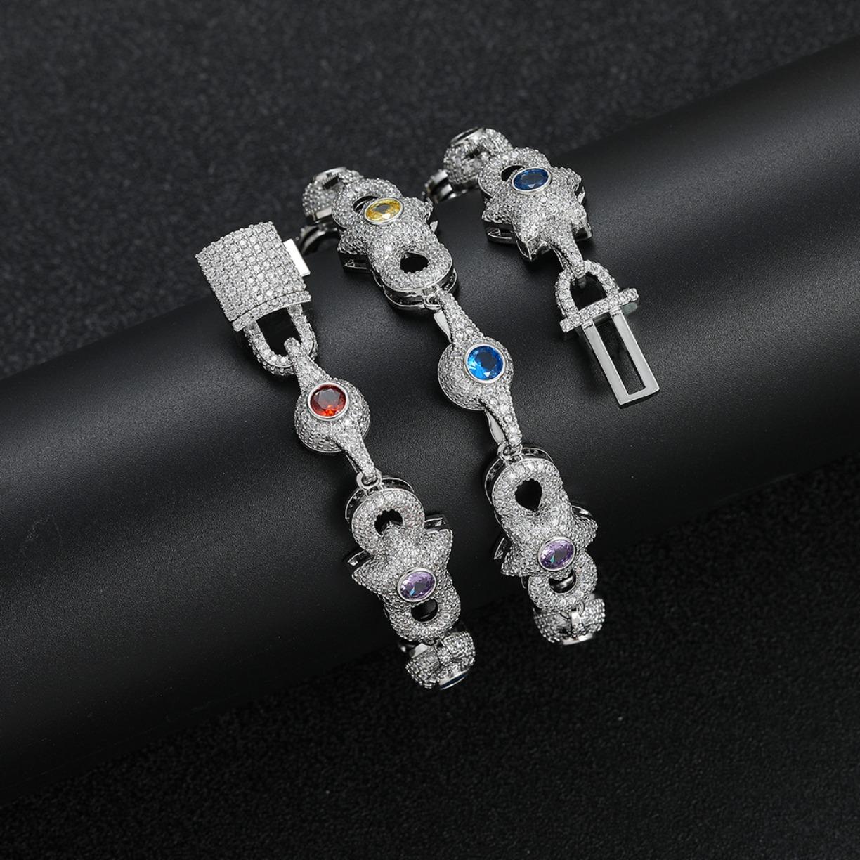 Iced Out Star Eye Moissanite Bracelet Necklace Prong Setting Moissanite Infinity Cuban Link Chain Women Men Hip Hop Fashion Jewelry