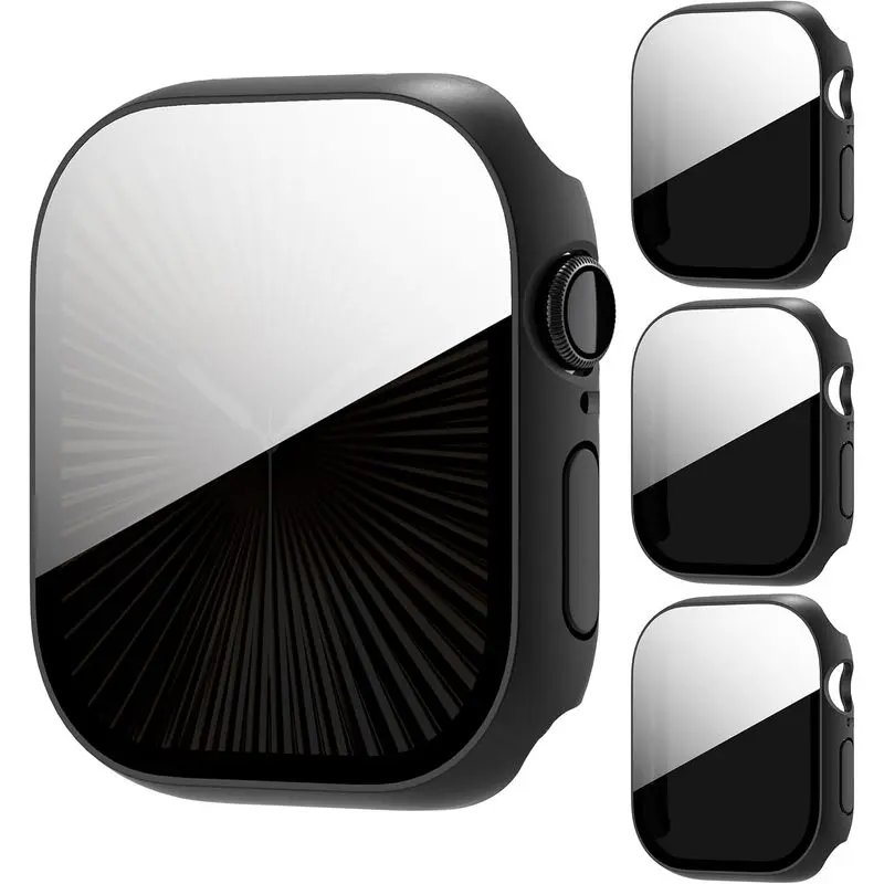 3-Pack Privacy Anti Spy Case for Apple Watch Series 10/11 46mm, Protective Face Cover with Anti-Peeping Tempered Glass Screen Protector, Ultra Thin Hard PC Bumper Cover for iwatch 46mm