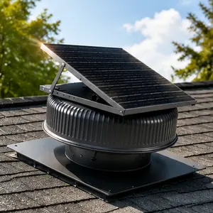 ARCH 12-Inch Adjustable Solar Roof Vent Fan, 42W Dual Power Attic Exhaust Fan with Remote 3 Speed Control, Auto Start Over 25°C, 1200 CFM, Aluminum Alloy, Black, for Attic, Garage, Warehouse, Greenhouse Ventilation, Black Color Options