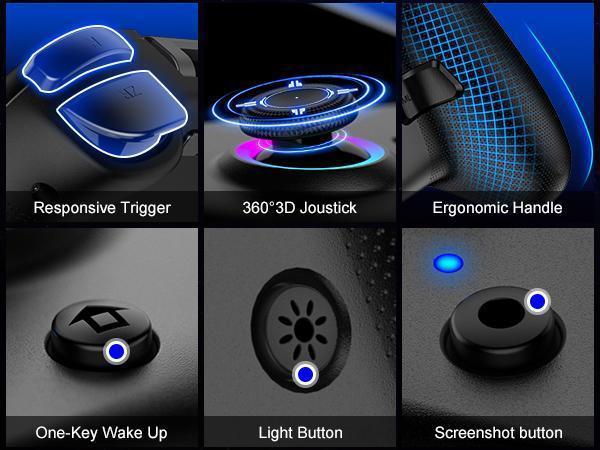 ESYWEN Switch Controllers Compatible with Nintendo Switch/Switch OLED, One-Piece Joypad Controller Replacement for Switch Pro Controller with 9 Lights Color, Turbo, Macro, KeyLinker APP