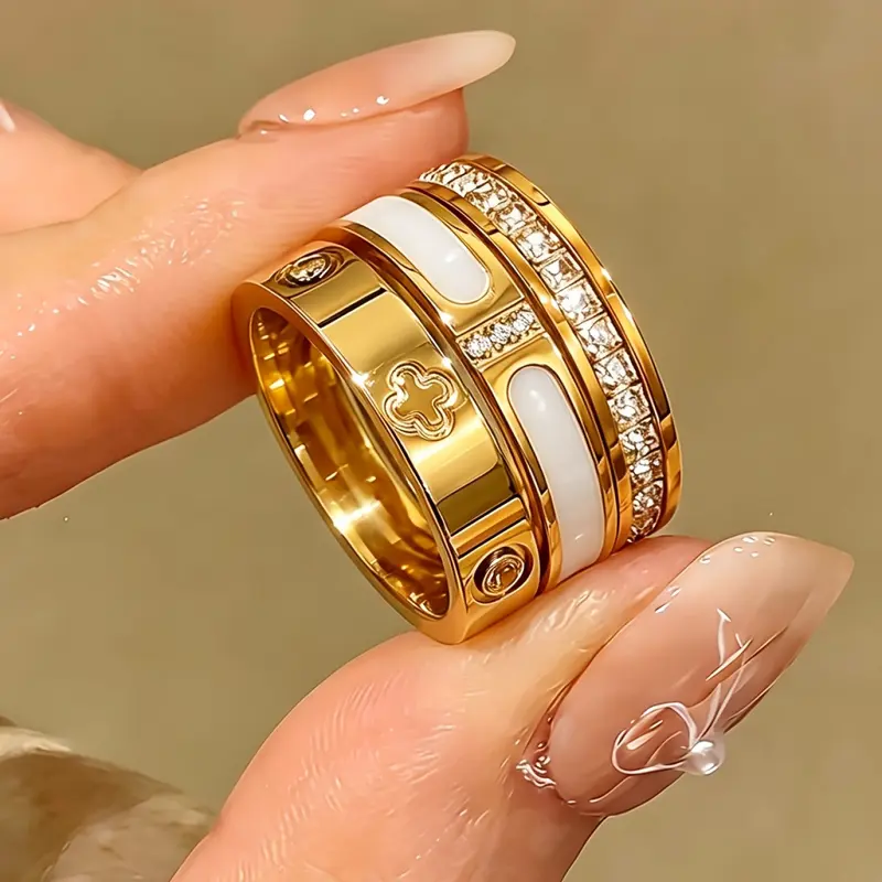 3pcs Plated 18k Rings Set, Multiple Sizes, Waterproof, Hypoallergenic, Casual Style, Fashion Rings, Ideal for Daily Wear, Parties, Gifts, Vacations, Beautiful Rings