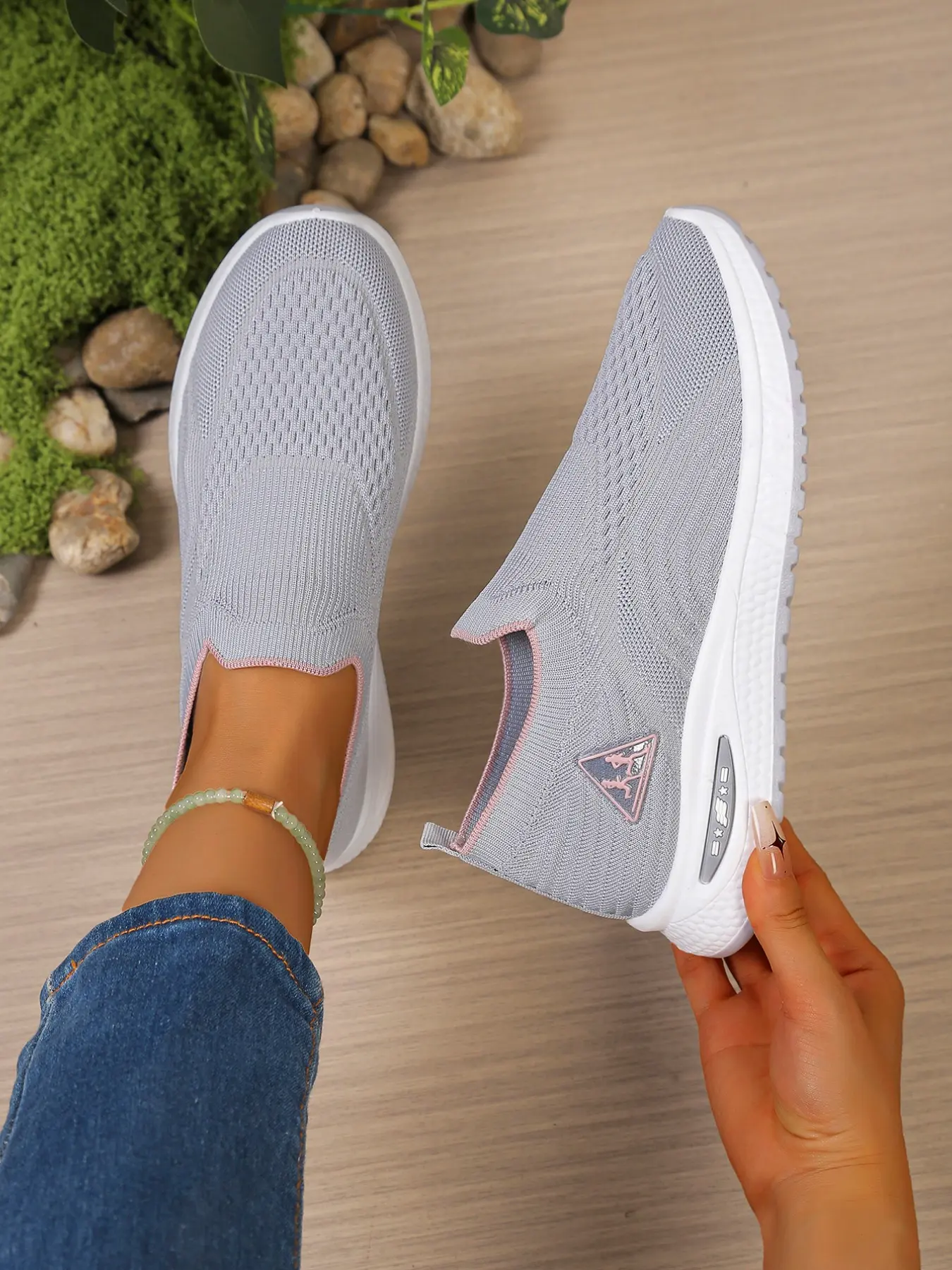 Women's Slip-On Elastic Knit Casual Shoes, Breathable Soft Sole, Comfortable Daily Walking, Fashion Versatile Commute Shoes, Daily Wear Shoes